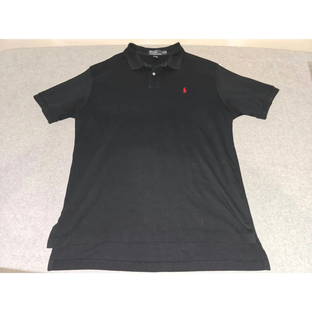 Polo Ralph Lauren Mens XL Black Short Sleeve Cotton Polo Shirt Red Pony Logo